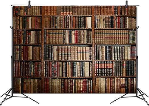 Fondo de estantería vintage de 10 x 8 pies para fotografía, biblioteca, libro, fondo de fotos retro para oficina, conferencia, graduación, fiesta,