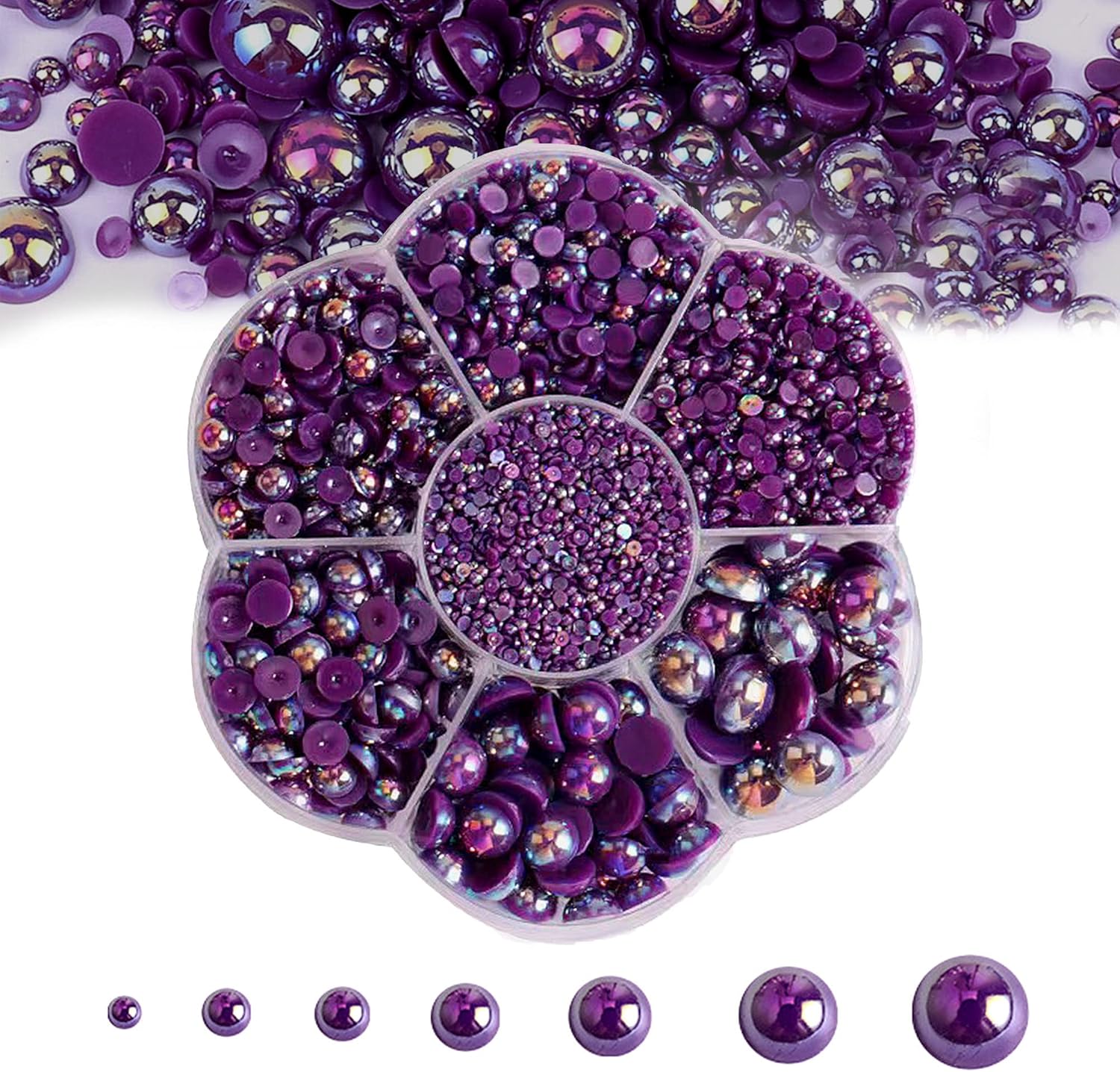 5600PCS Half Round Pearls Flatback Imitation Pearls for Crafts,7 Sizes for DIY Nails Art Crafting,Jewelry Making, Shoes,Cup,Phone Decoration