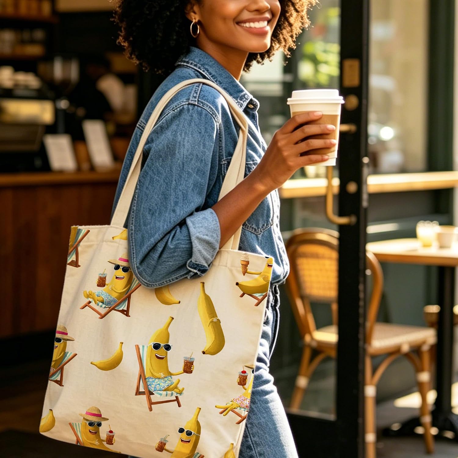 Fruit Lover Tote Bag for Women Shopping Work Travel with Inner Pocket