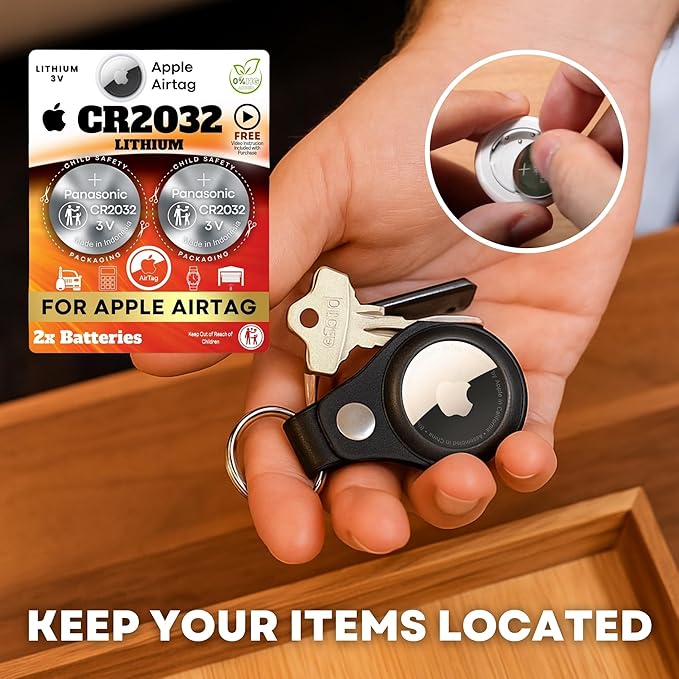 Apple AirTag Battery - 2 Pack CR2032 Litio 3V - Reemplazo para AirTag miniatura 5
