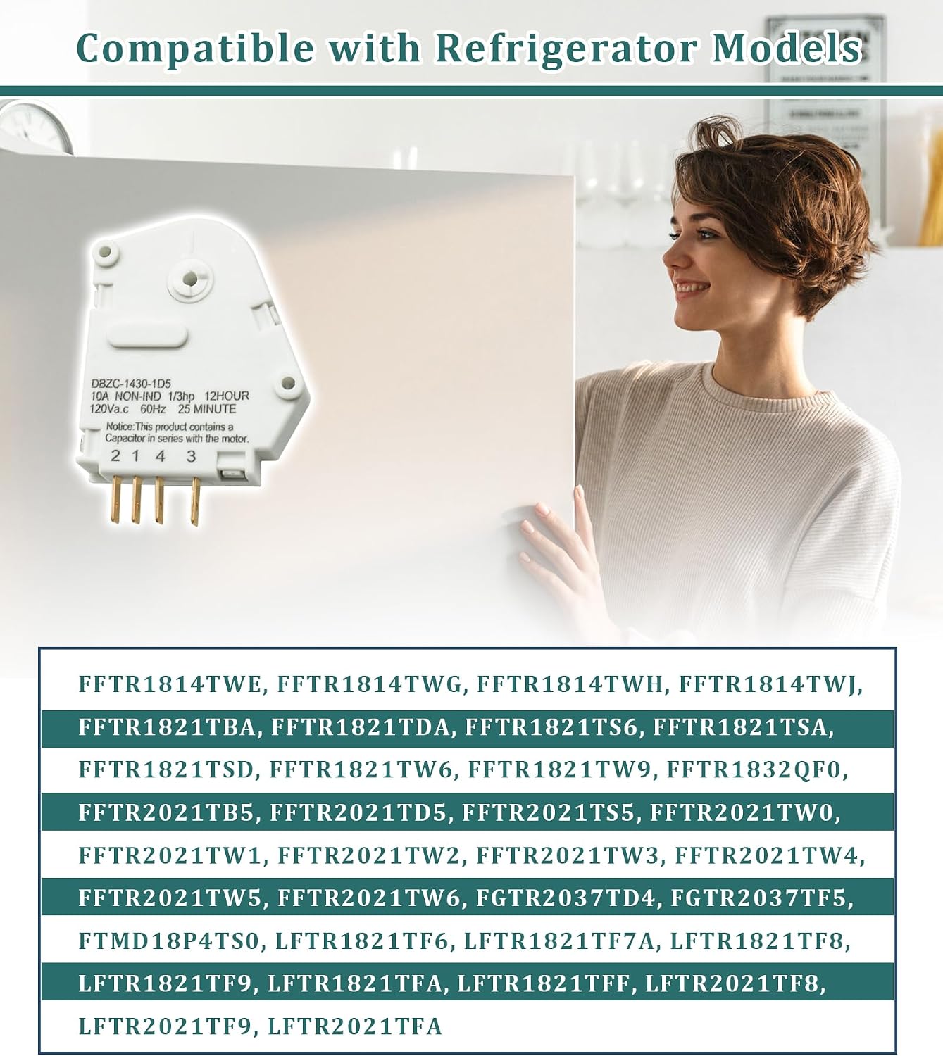 241705102 Refrigerator Defrost Timer DBZC-1430-1D5 Part Fits For Frigidaire Electrolux Refrigerator,Replaces AP5986785,EAP11726371,PS11726371,AFR15017,PD00035601,4378243