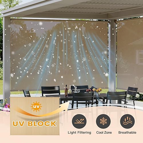 Miniatura 3 de VICLLAX Persiana enrollable para exteriores, 8 pies de ancho x 8 pies de largo, persianas enrollables para patio, con diseño empalmado para patio,