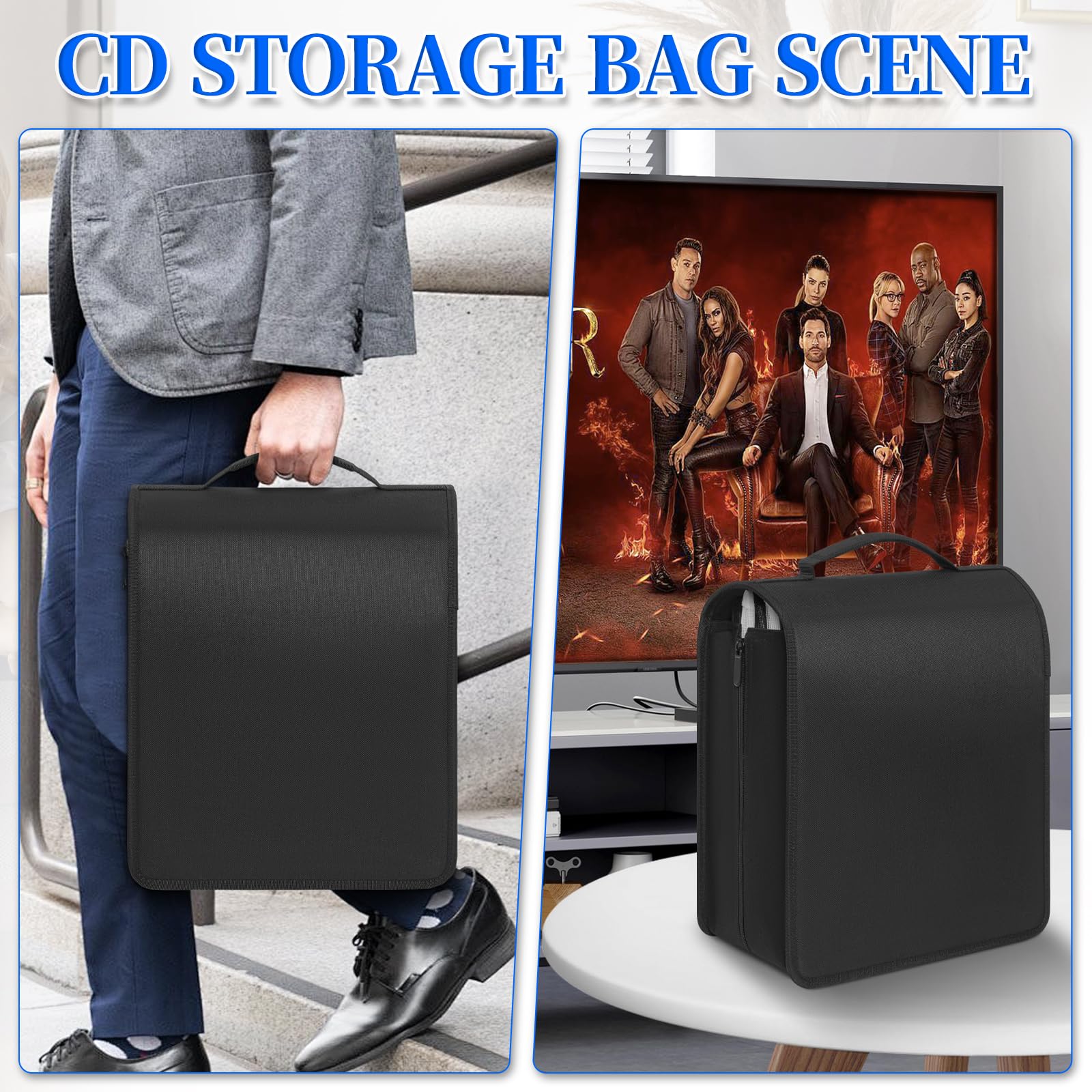 AKOZLIN DVD CD Aufbewahrungsbox, 200 Disk-Einheiten, 100 Booklet-Taschen | Extra breite Titelblätter, Tragbarer Binderhalter, Brieftasche, Schützende Film-Medien-Aufbewahrung