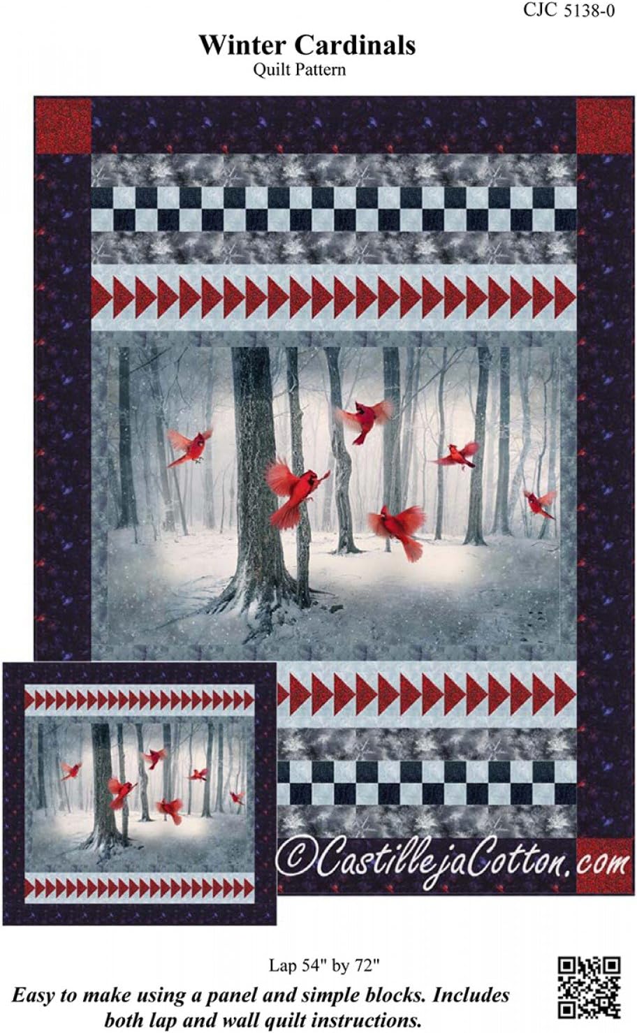 Winter Cardinals Quilt Pattern by Castilleja Cotton