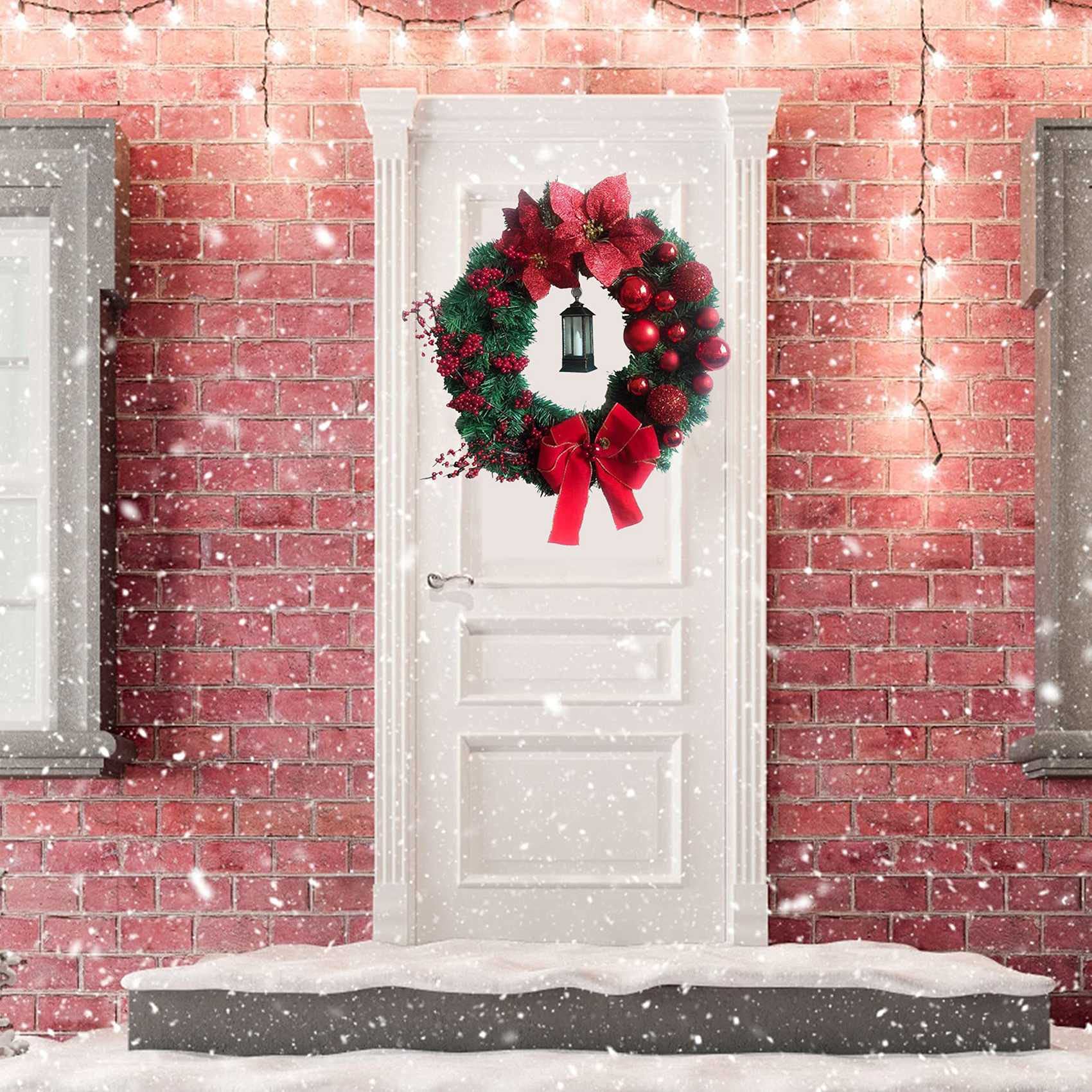 Ghirlanda Di Natale Grande 48 Cm Con Pigne - Decorazione Per Porta, Parete, Interno/Esterno, Per Casa, Ufficio, Ristorante