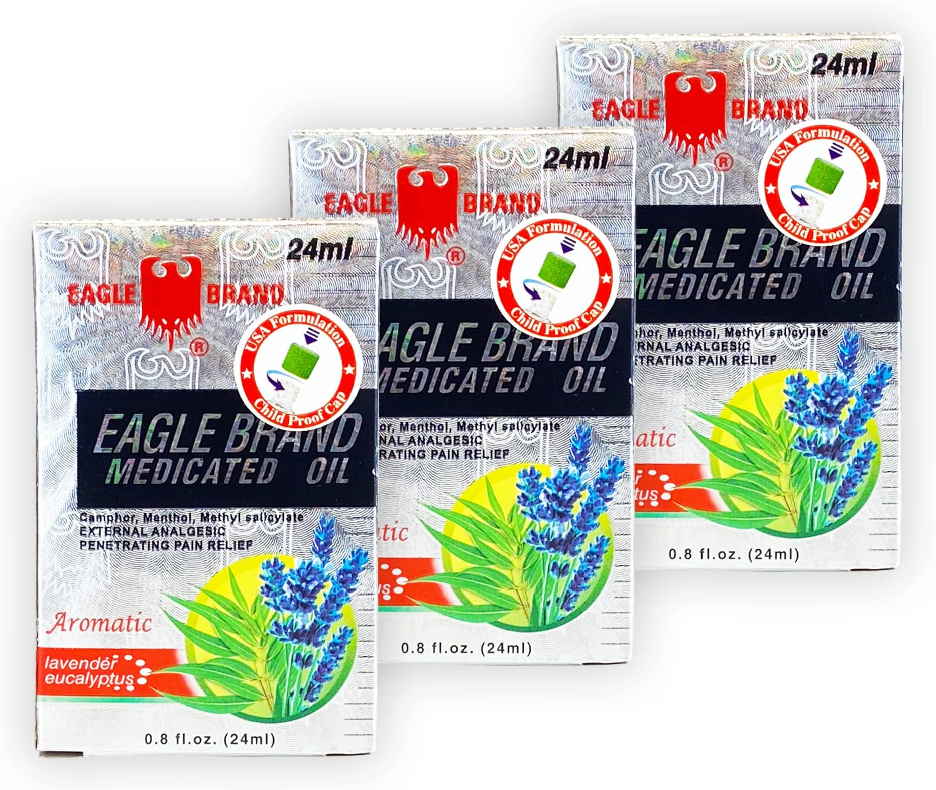 Eagle BrandAromatic Medicated Oil, Lavender Eucalyptus, 24mL 0.8 fl oz., Three Pack