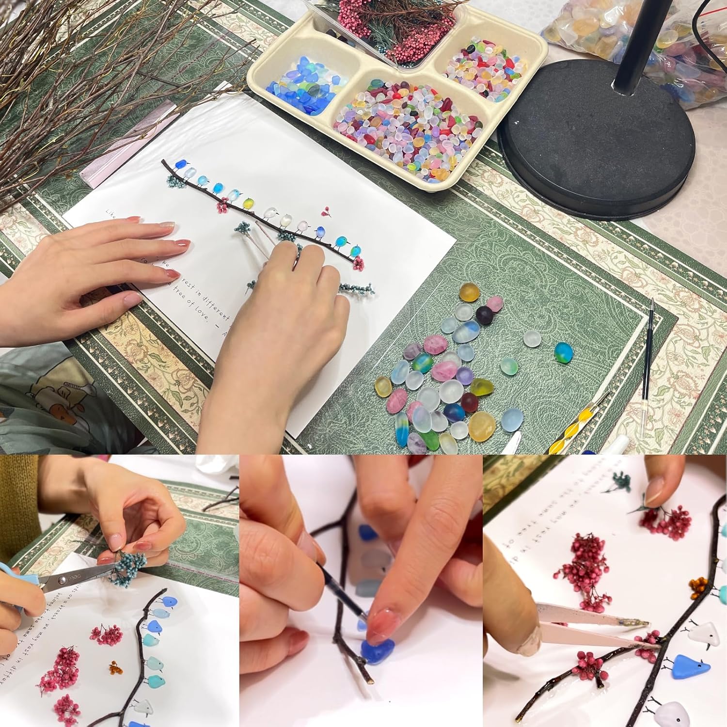 MEAKEO Sea Glass Cocktail Wall Art with Frame,Handmade Seaglass Wine Glass Art,Beach Glass Friendship Gift for Home Decor,and Gift Ideas