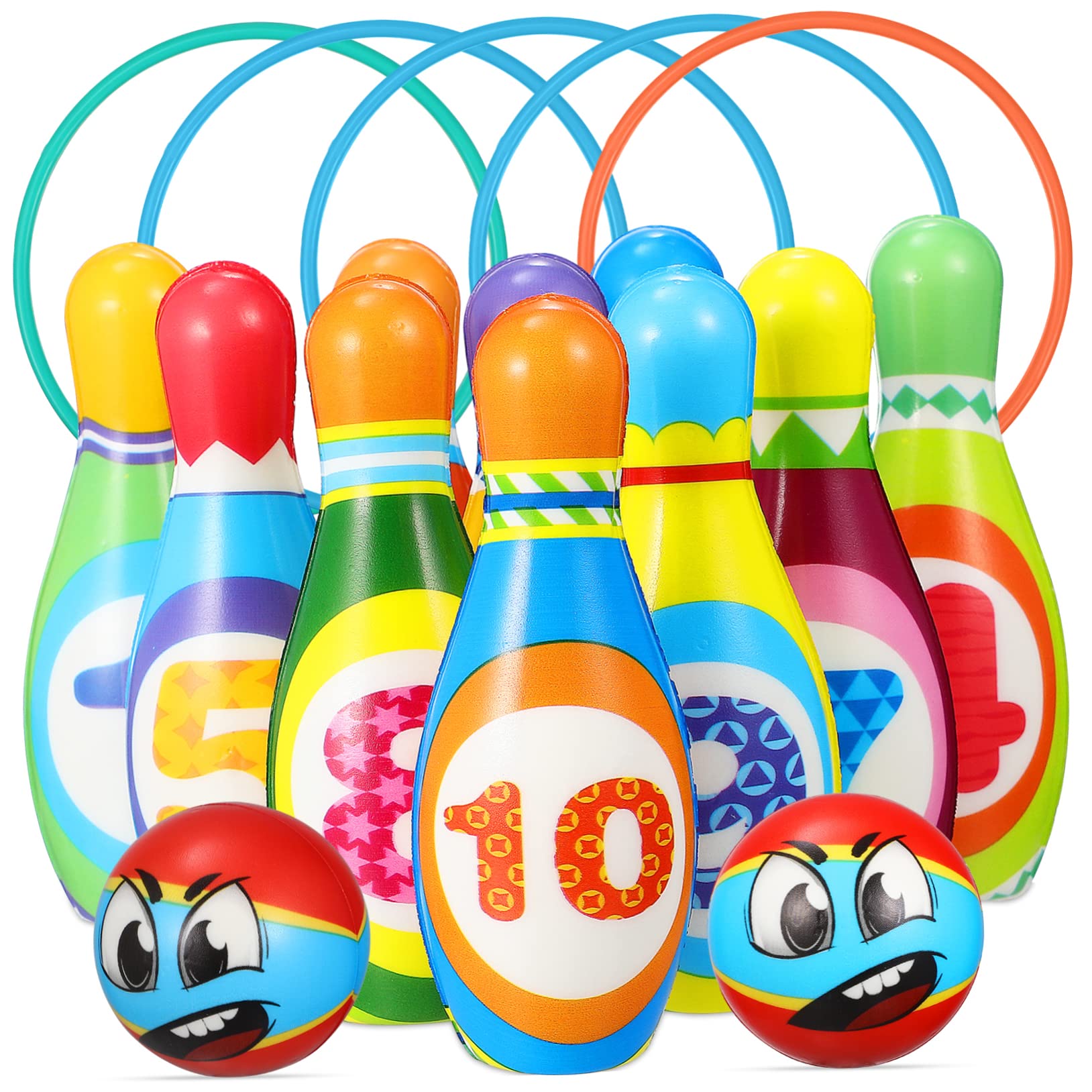 BESTonZON 1 Set Bowling Pin for Pins Balls Rings Fun Game for Boys for Family Activities Parties and Educational Playtime Random Color