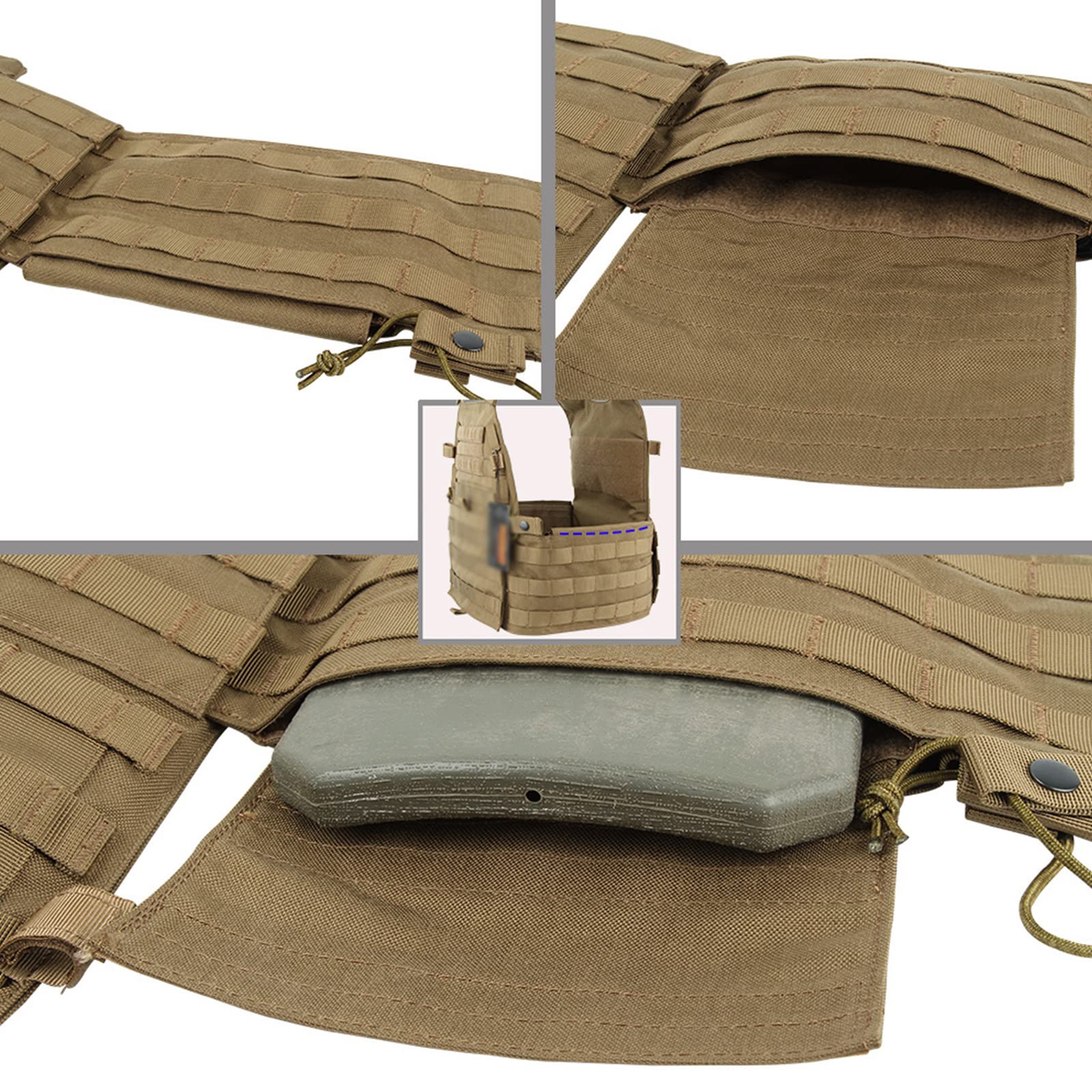 Chaleco táctico de caza al aire libre, equipo militar de pecho, con bolsa de herramientas de entrenamiento, accesorios de equipo Cs para Airsoft, escalada y senderismo. (T)