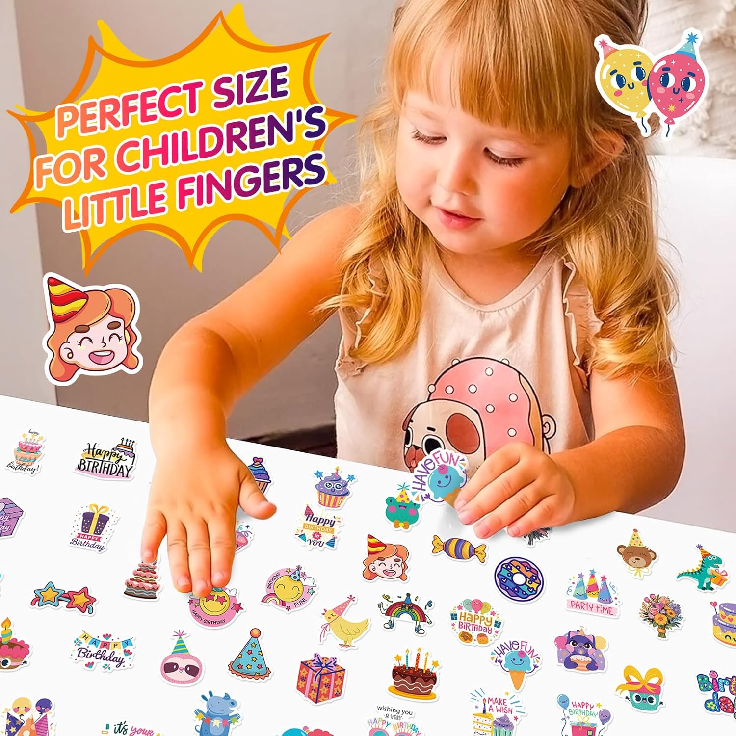 Happy Birthday Stickers - 50pcs Birthday Party Stickers for Kids Girls Boys Adults Waterproof Happy Birthday Sticker for Scrapbook Journal Notebook Party Supplies