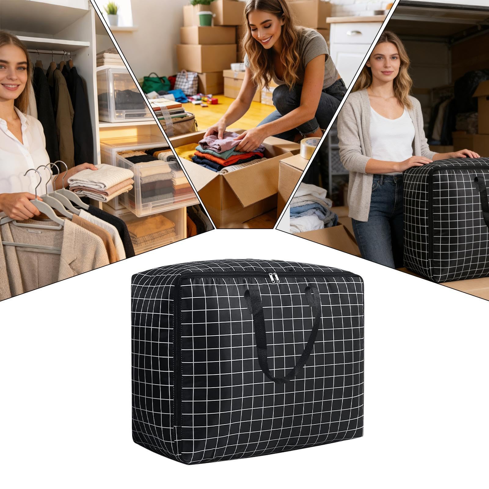 Bolsas De Almacenamiento Grandes - Cajas Impermeables De Tela Oxford De 75 L | Bolsas Para Mudanzas Con Asas Y Cremalleras, Organizador Duradero Para El Hogar, Viajes, Universidad, Dormitorio, Armario