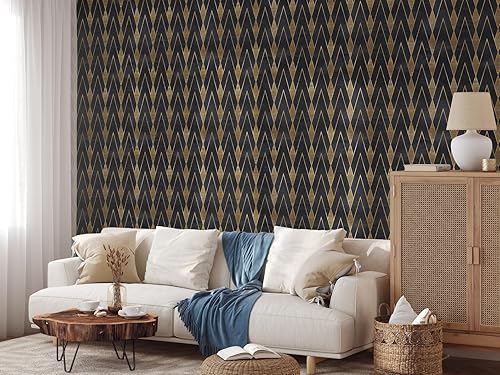 Miniatura 4 de Art Deco Jazz - Papel tapiz autoadhesivo extraíble, patrón geométrico autoadhesivo y moderno, moderno y elegante (muestra de 12 pulgadas de ancho x