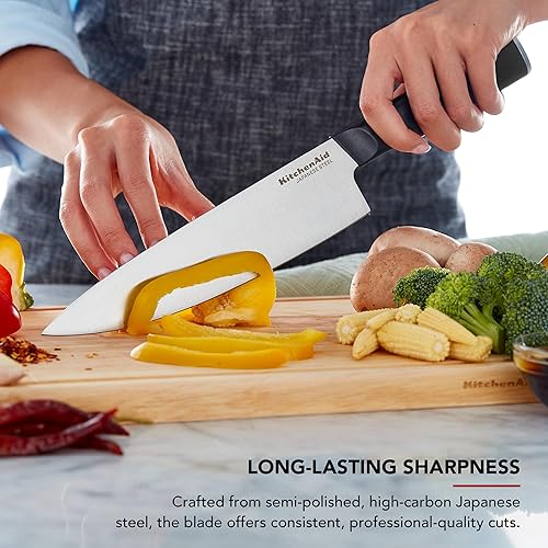 Miniatura 4 de KitchenAid Juego clásico de bloques de cuchillos con afilador de cuchillos integrado, cuchillos de cocina de acero inoxidable de alto carbono, juego