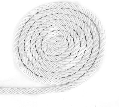 BEL AVENIR 6mm 16Yards Twisted Cord Rope Trim Craft Decorative Nylon Rope Handmade Cording for Sewing Crafts Upholstery Home Decor White