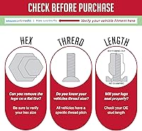 Vista 4 de Wheel Accessories Parts 24 tuercas de rosca M14x1.5 de 14 x 1.5 pulgadas de largo de 1.90 pulgadas de largo, 7 ranuras hexagonales para Chevy