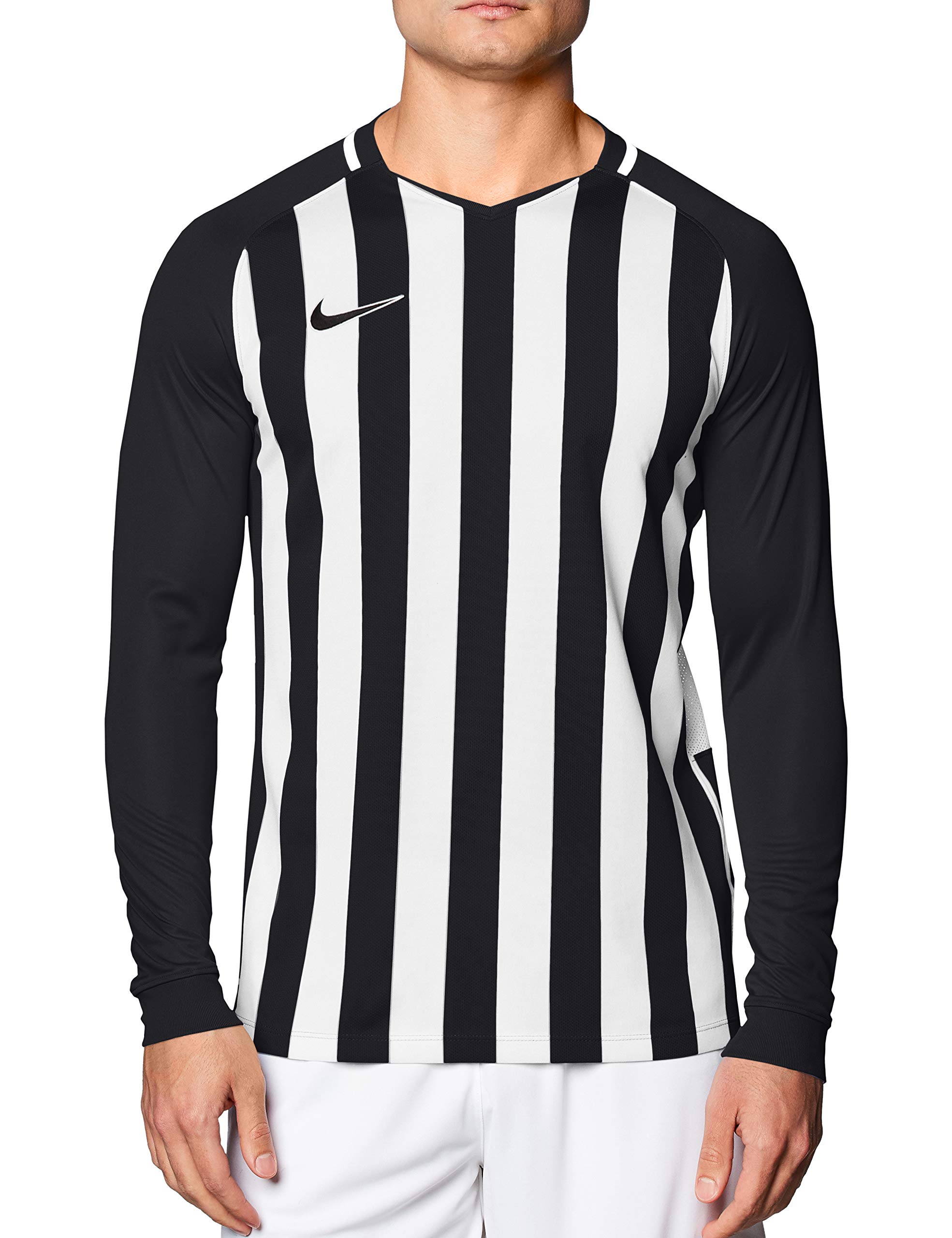 Nike Men Striped Division III Jersey LS Jersey - Black/White/White/Black, X-Large, XL