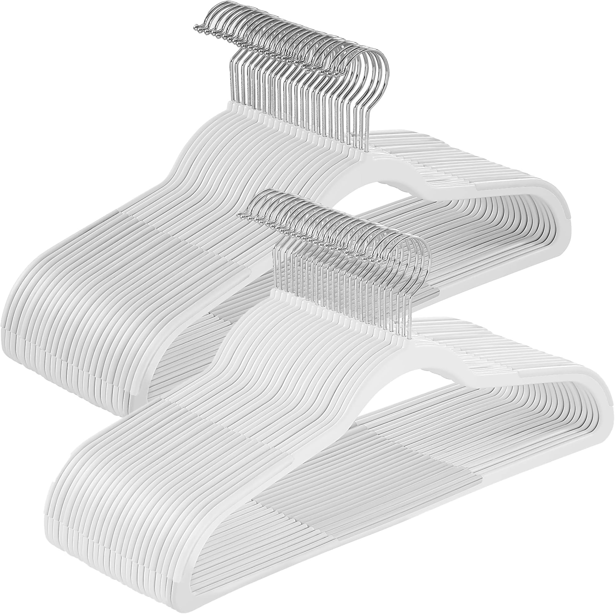 SONGMICS Clothes Hangers, Pack of 50 Plastic Coat Hangers, Space-Saving, Cloud White UCRP050W05