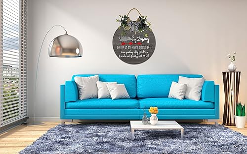 Miniatura 7 de Baby Sleeping Plsease Do Not Knock or Ring Bell - Colgador redondo de madera para puerta, guardería, puerta delantera, decoración de perilla de