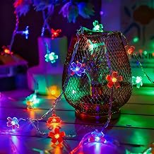 JACUXLSS Flower Fairy String Lights, 33ft 100 LED Cherry Blossom Plug in Easter Christmas Tree Hanging Decor Lamp, Garden Bedroom Indoor Decorations for Fence, Wedding Birthday Party Multicolor