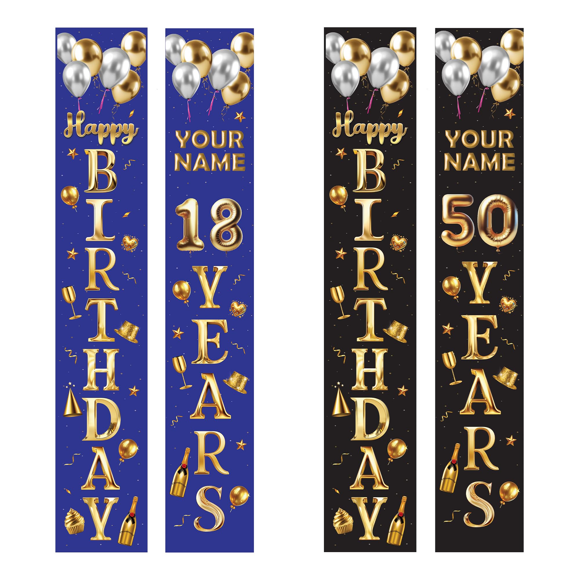Fabric Personalised Happy Birthday Door Banner Indoor Outdoor Party Decorations Entrance Porch Sign Banner For All Ages 60th, 30th, 21st, Boys Girls, Men, Women Birthday Décor (Custom Door Banners)