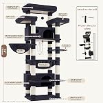 Gitelsnour Cat Tree for Indoor Cats Large Adult, 74" Cat Tower for with 3 Big Platforms, 2 Baskets, 2 Condos, Multi-Level Cat Scratching Posts, Smoky Gray GCT030G