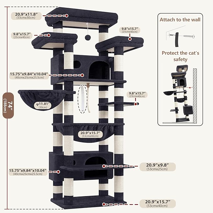 Árbol para gatos de interior grande con plataformas y rascadores miniatura 7