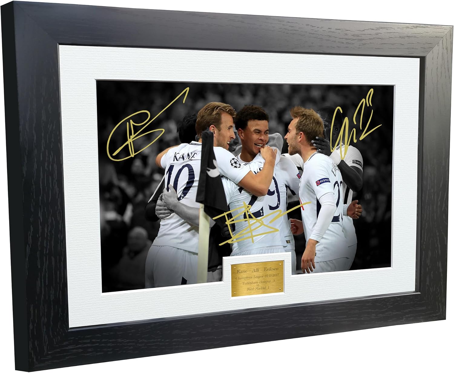 12x8 A4 Tottenham Hotspur vs Real Madrid 3-1 Signed Harry Kane Dele Alli Christian Eriksen Spurs Autographed Photo Photograph Picture Frame Soccer Gift