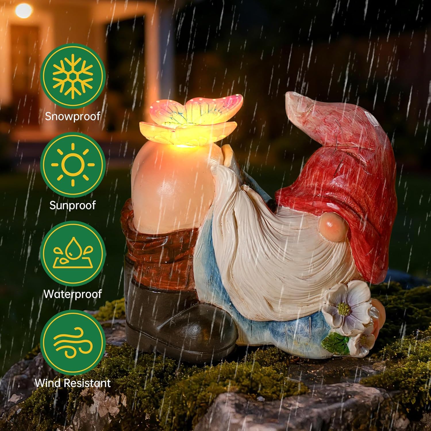 Gnomes Garden Decor Solar Led Lights Outdoor Funny Gnome Decor with Butterfly Waterproof for Home,Yard Art,Gardening Gifts for Women - Image 6