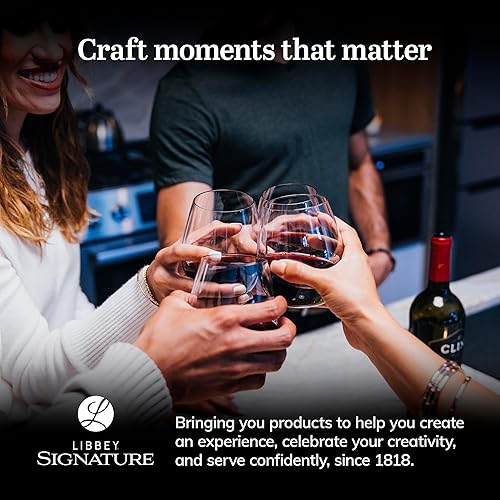 Vista 49 de Libbey Signature - Juego de 12 copas de vino rojo y blanco, elegantes, aptas para lavavajillas, copas de vino de fiesta para cumpleaños, bodas y más