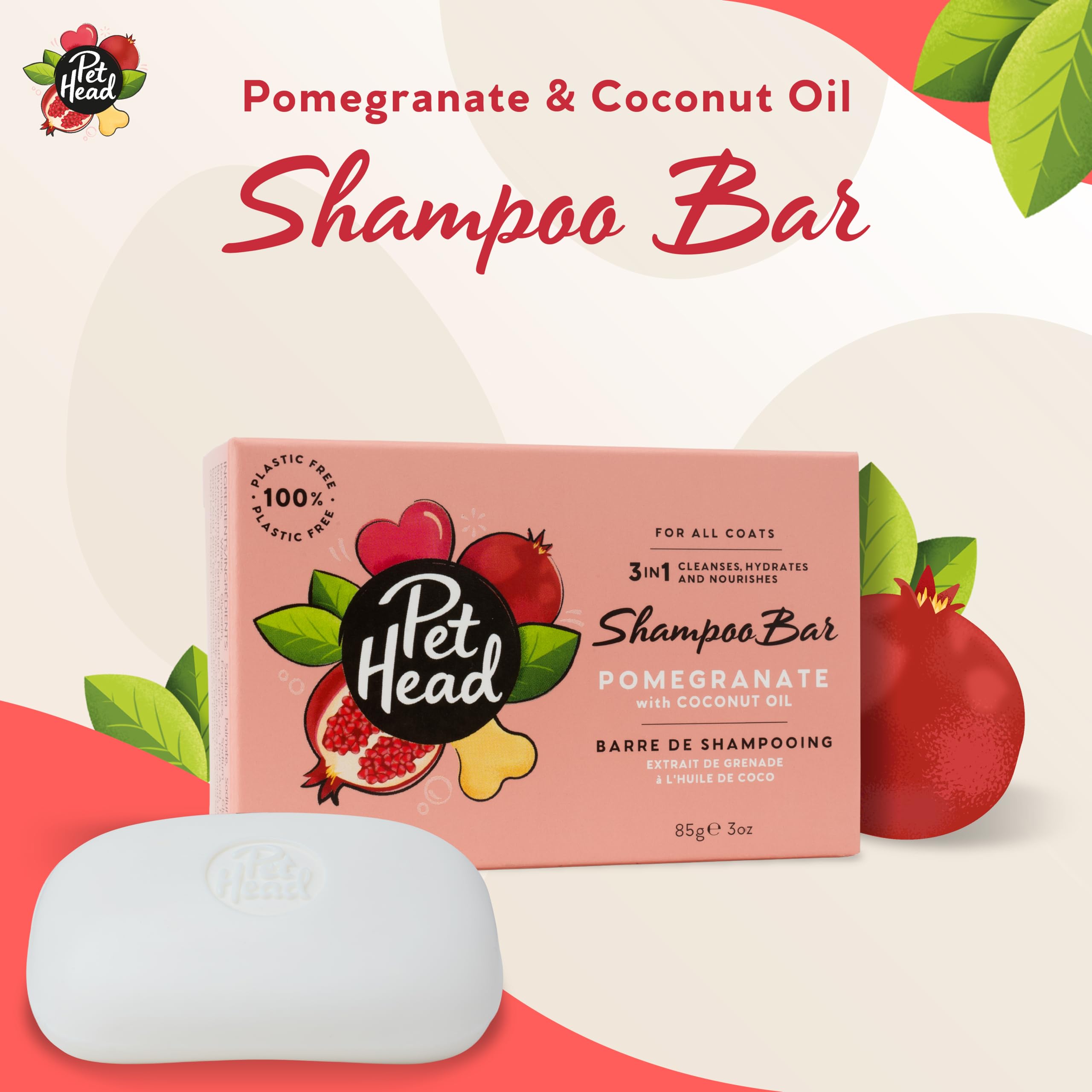 Pet Head Pomegranate Shampoo Bar for Dogs, White, Average palm size - Image 3