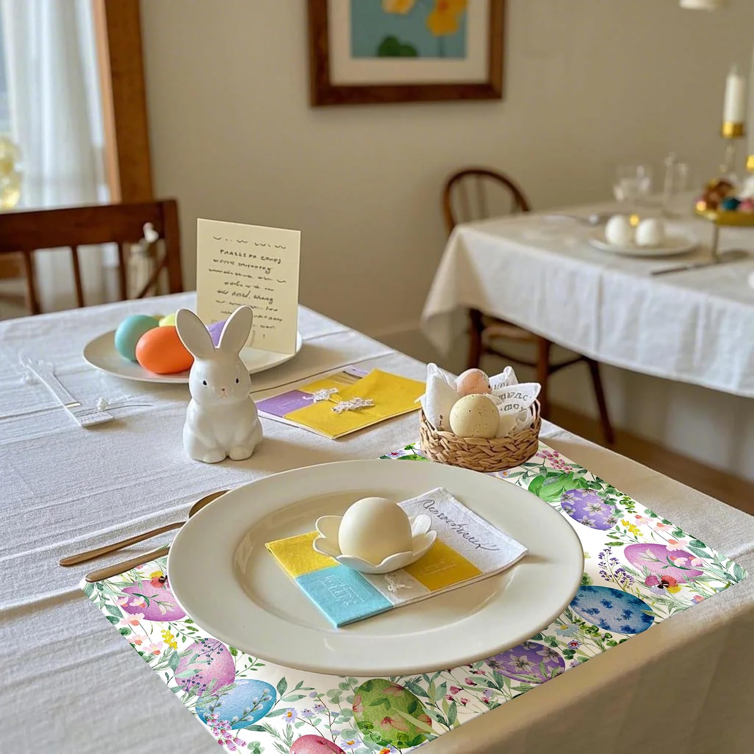 WRAPAHOLIC 50 Sheets Easter Paper Place Mats - 11 x 17 Inch Disposable Placemat Easter Eggs Rustic Farmhouse Decorative Paper Table Mats Kitchen Table Setting Spring Party Supplies image 5