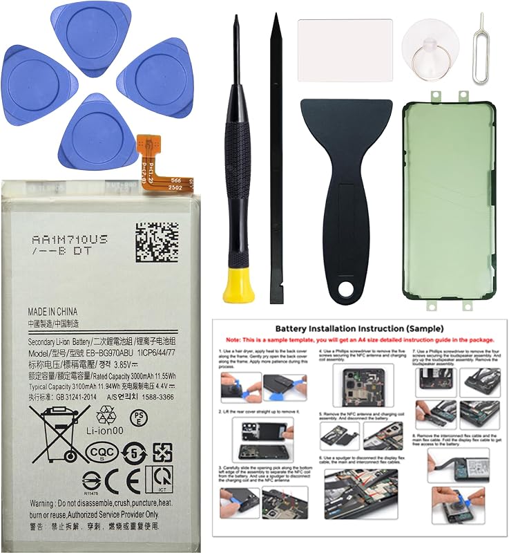 Kit de reemplazo de batería para teléfono celular Galaxy S10e EB-BG970ABU, con guía de instalación y herramientas de reparación