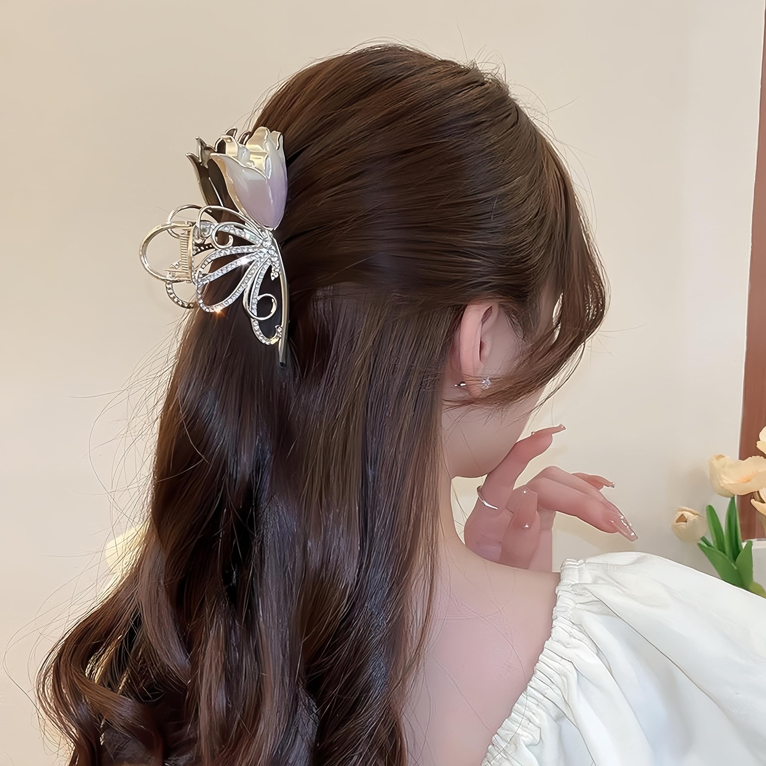 Amazon.co.jp: ヘアクリップ チューリップ本 ラインストーン キラキラ