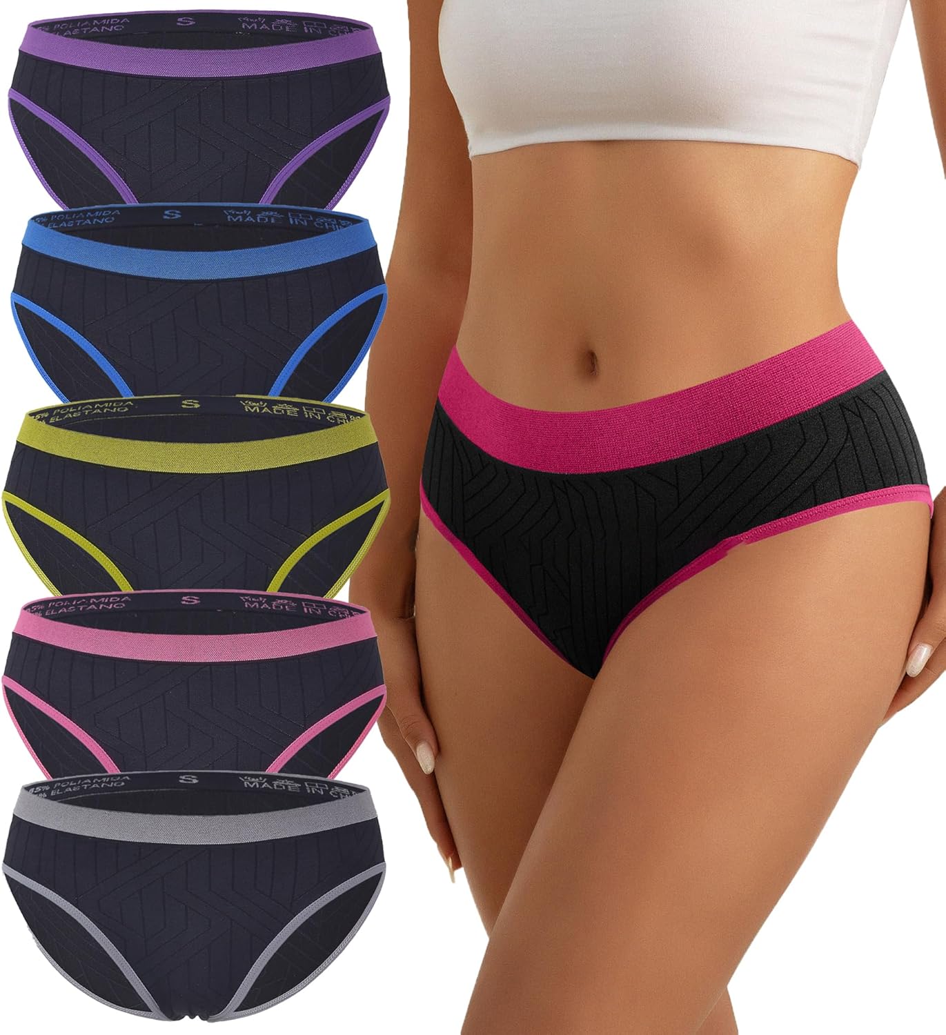 Women's Underwear Low Waist Full Coverage Briefs Soft Breathable Panties Ladies Stretch Underpants 5 Pack