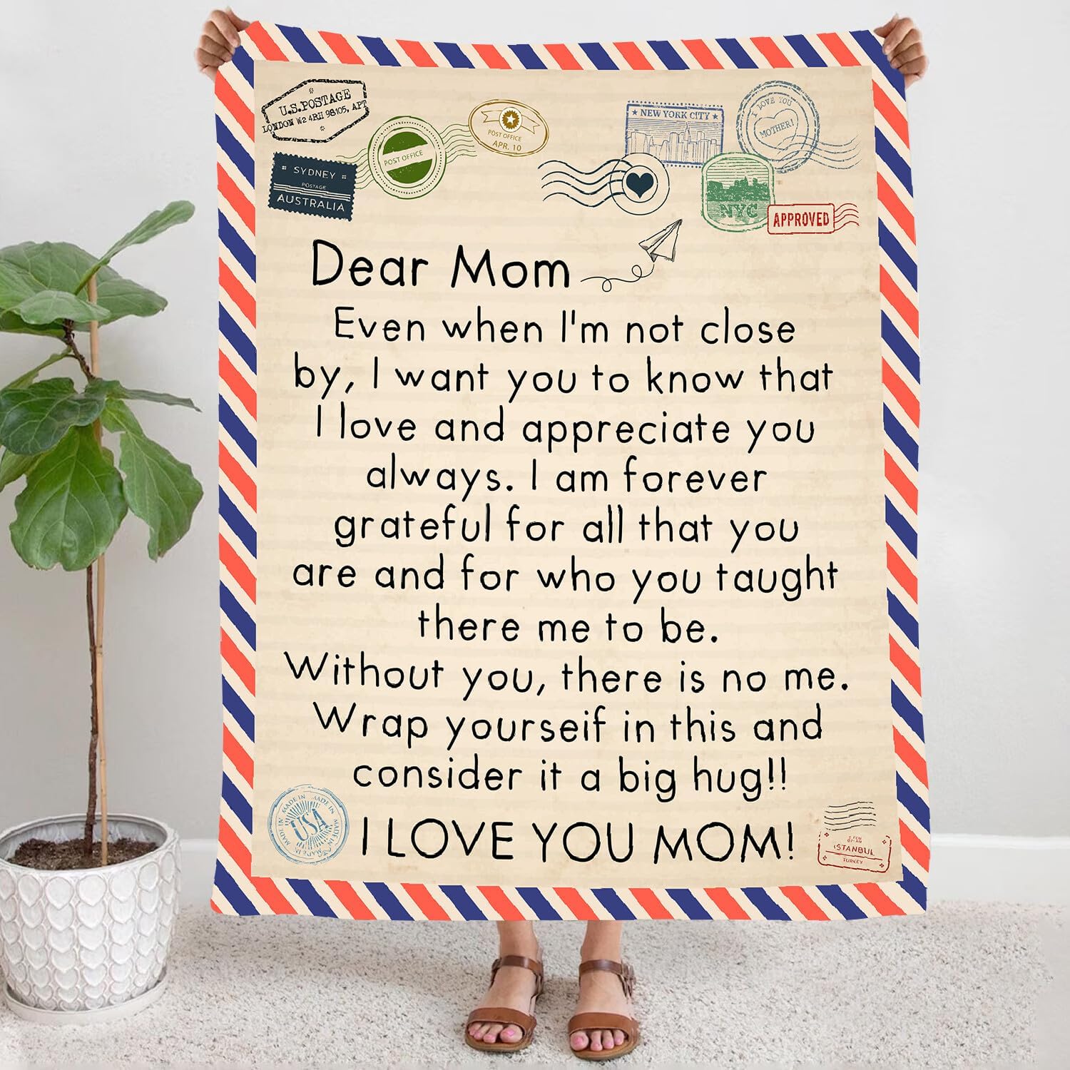 Custom Throw Blanket for Mom, Super Warm Blanket Mother's Day to My Mom, Valentines Day Christmas Anniversary Birthday Gifts for Mommy from Daughter Son