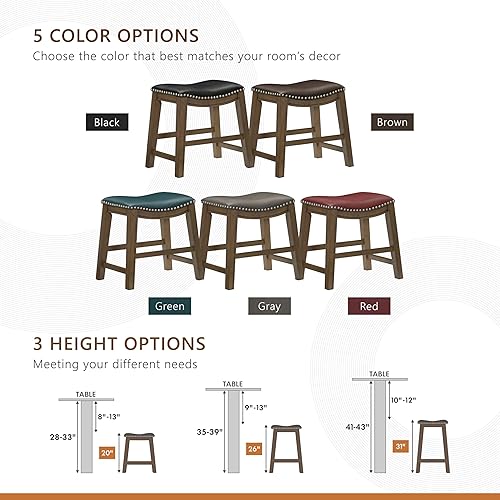 Miniatura 7 de Homelegance Ordway Taburetes de Altura de Comedor de Madera Maciza - Taburetes de Altura de Mesa Saddle para Comedor de Transición, Opciones