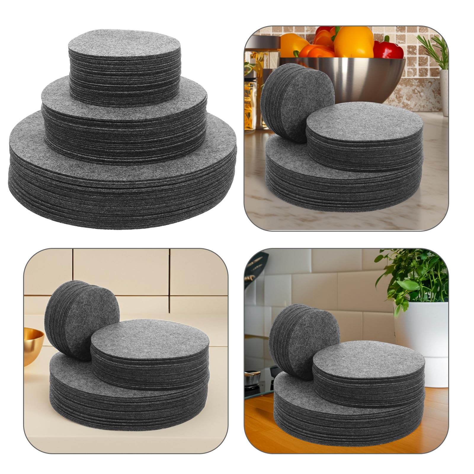 144 Protectores de Ollas y Sartenes de Fieltro Redondos para Cocina en Casa y Restaurante, Separadores de Platos para Evitar Arañazos y Almacenamiento Seguro