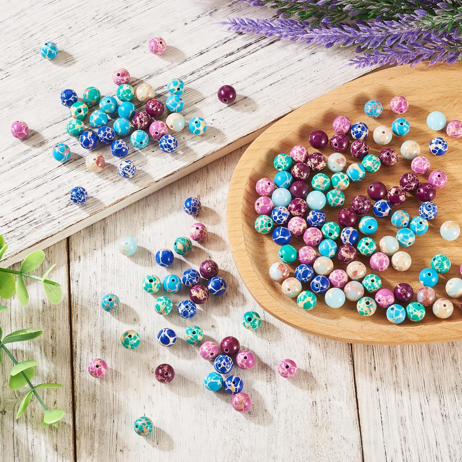 KISSITTY 150pcs 8mm Round Gemstone Beads Imperial Jasper Dyed Stone Crystal Loose Spacer Beads 6 Colors for DIY Jewelry Bracelets Necklaces Earrings Craft Making - Image 3