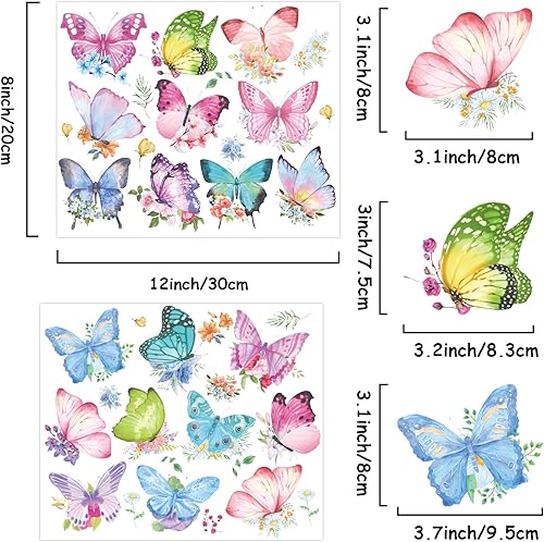Miniatura 2 de 80 calcomanías de mariposa para ventana de ventana coloridas flores de mariposa calcomanías de ventana de primavera para el hogar cristal de ventana