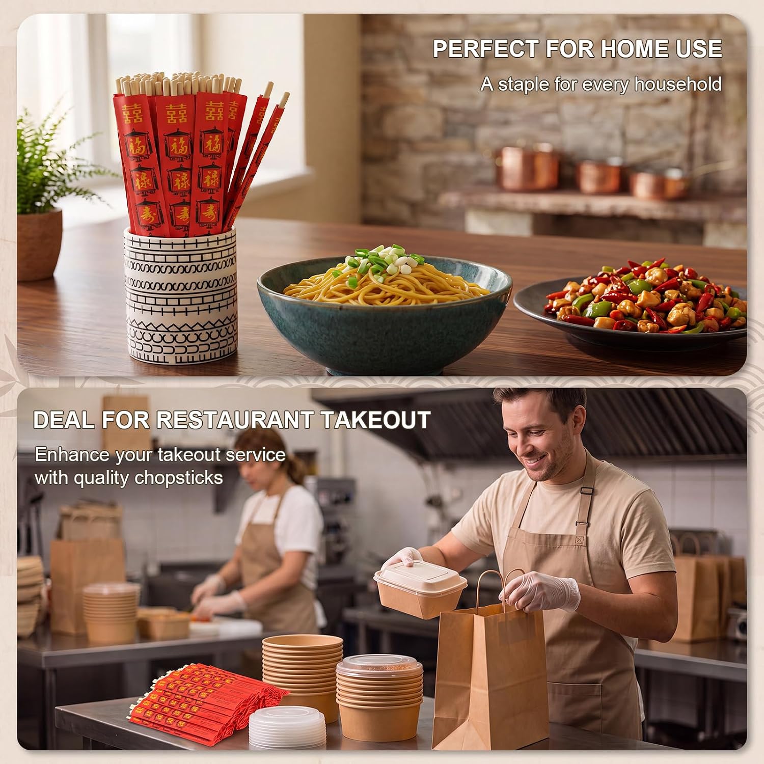 1200 Pairs Disposable Bamboo Chopsticks Bulk 7.48 Inches Individually Wrapped Japanese and Chinese Chopsticks for Takeout, Sushi, Parties, Restaurants, Events