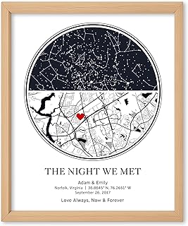 Custom Star Map by Date, Personalized Night Sky Print or Canvas, Unique Gift - Special Occasion, Wedding Gifts, Anniversary, Engagement, Constellation Map, Multiple Sizes