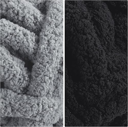 Vista 93 de HOMBYS Paquete de 8 hilos gruesos surtidos para tejer a ganchillo, hilo súper voluminoso, grande, suave y esponjoso, hilo de felpilla grueso para 4