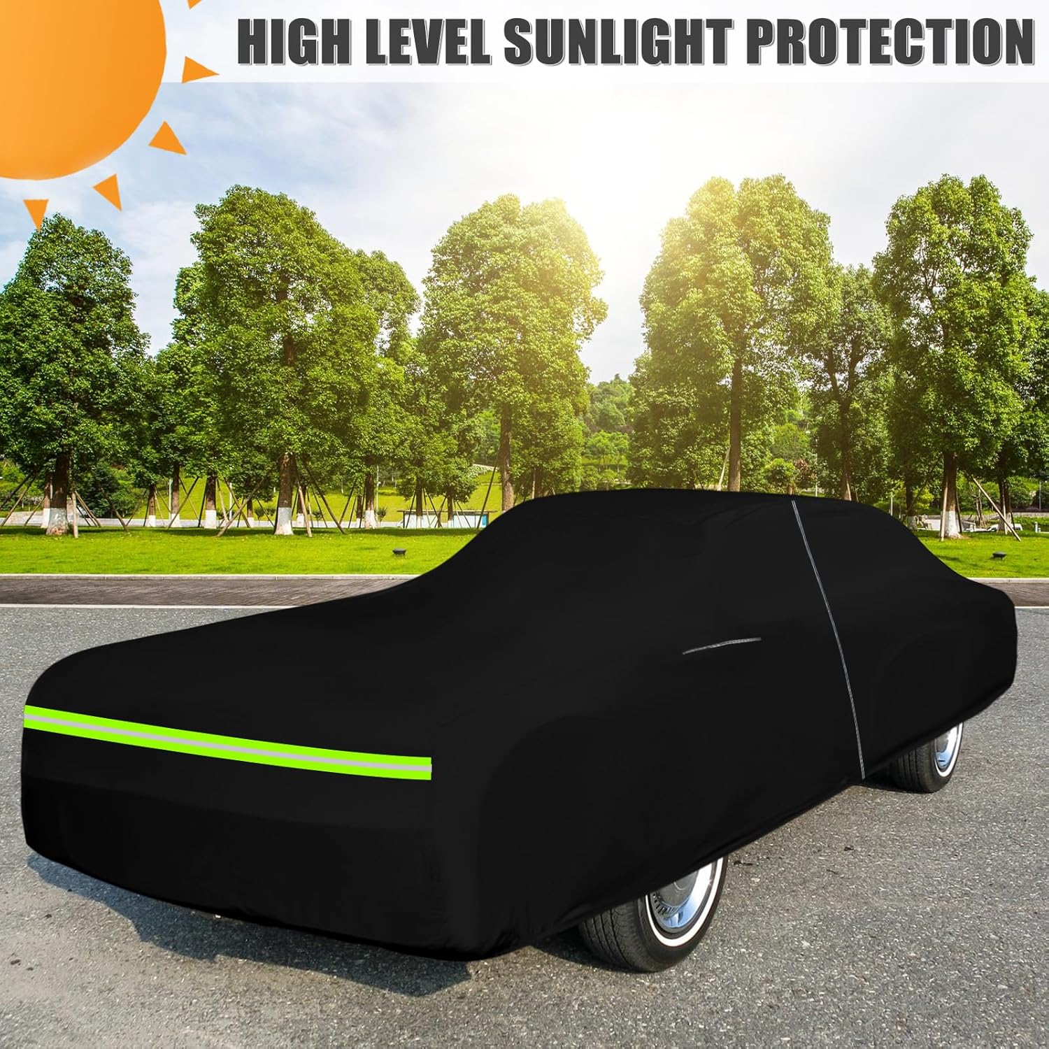 Waterproof Car Cover Compatible with 1967-1977 Oldsmobile Cutlass Sedan/Coupe Accessories, 210T All Weather Car Covers with Zipper&Lock for Car Dust Snow Rain Hail Protection(Base/S/Supreme/442)