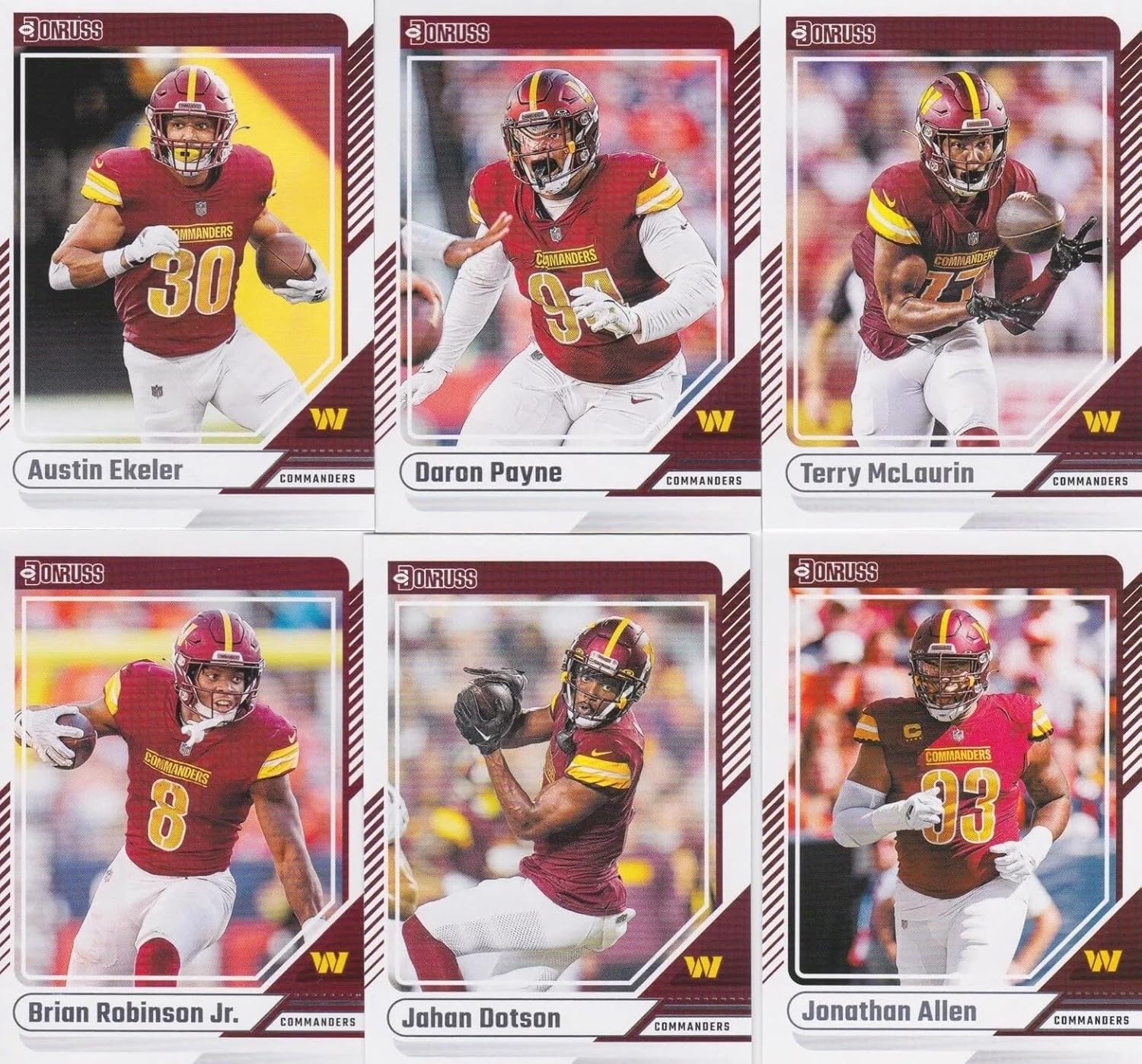 Washington Commanders 2024 Donruss Factory Sealed Team Set Featuring Rated Rookie Cards of Jayden Daniels #389, Luke McCaffrey and Ben Sinnott Plus Terry McLaurin and Others - Image 6
