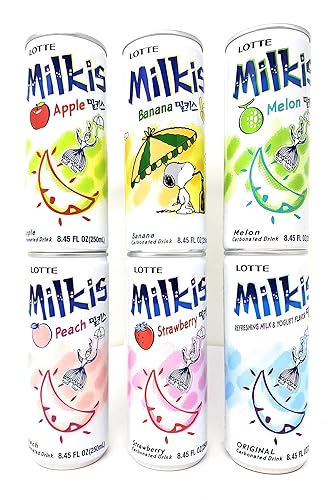Lotte Milkis Carbonated Drinks Variety Pack (6 Pack, Total of 1,500‬g)