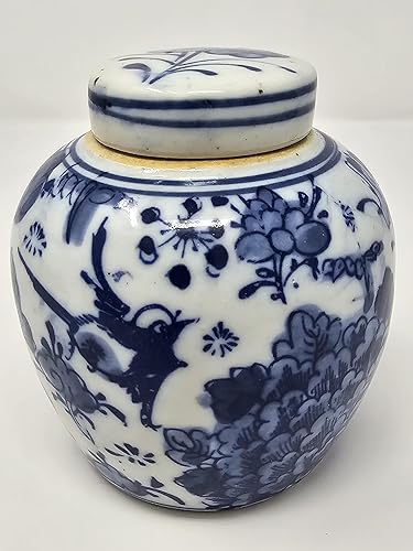 Festcool Jarrón de cerámica cubierto de cerámica de porcelana azul y blanca de estilo antiguo, estilo Ming de China, chino Jingdezhen (S3) (flor