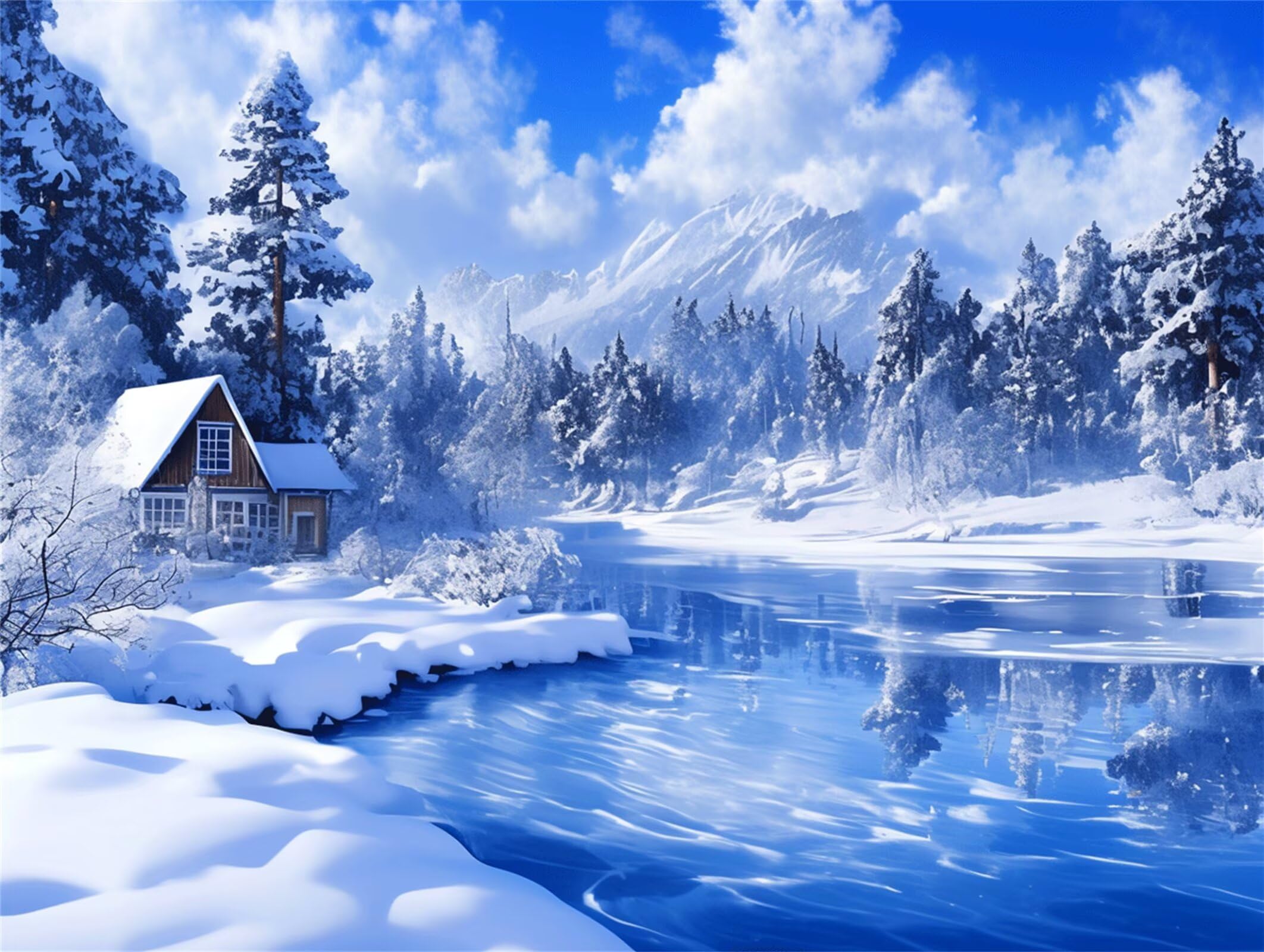 Pintar por Numeros nieve Pinturas Acrilicas bosque Pintura por Numeros Adultos Lienzos para Pintar, Pintura Acrilica Manualidades, Decoración para Hogar, Regalos Cumpleaños, 90x120cm Sin Marco, q-908