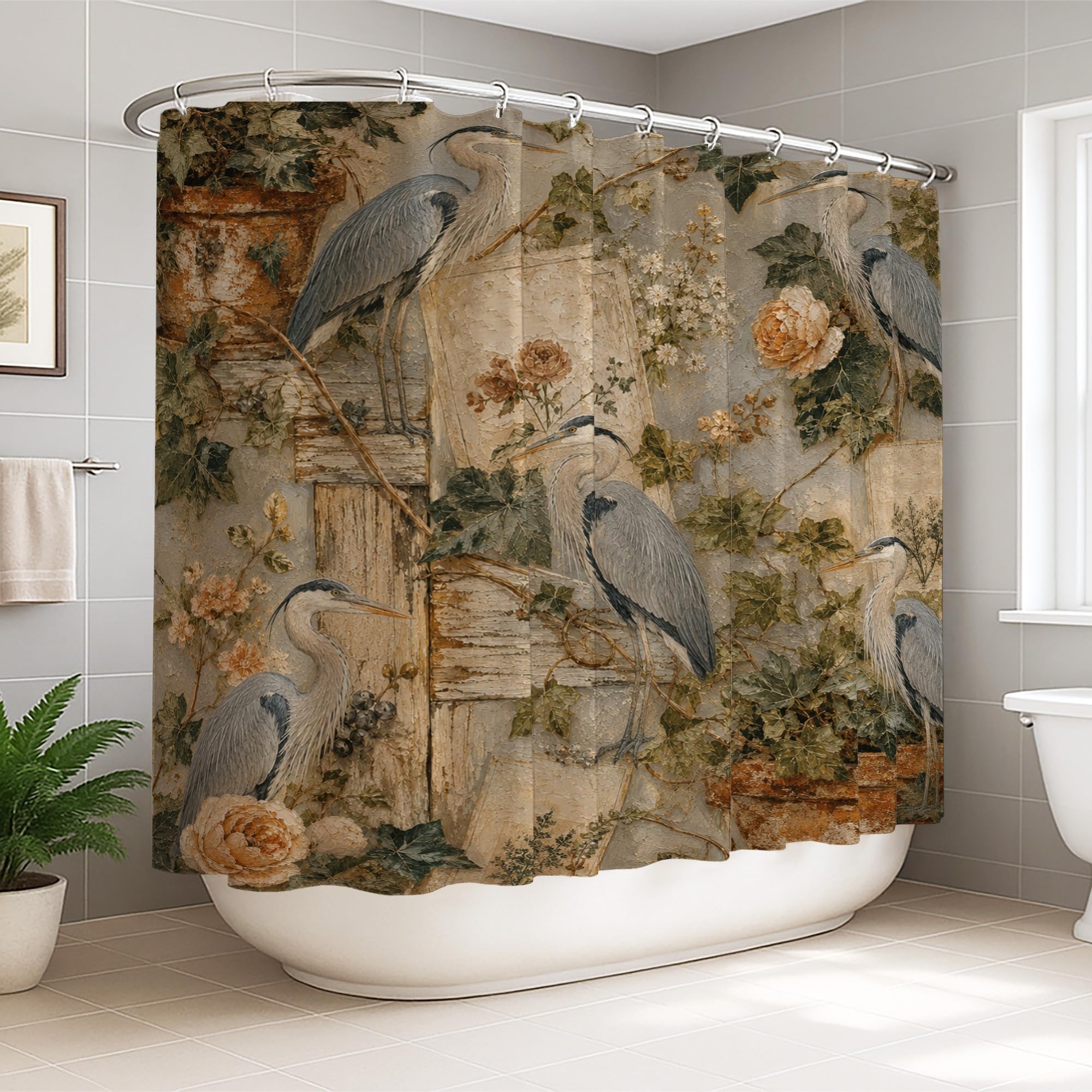 Rideau de douche lierre rose Heron idéal pour la décoration de la chambre d'amis