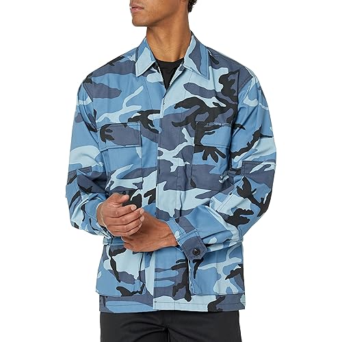BACKBONE Mens Army Military Battle Dress Uniform BDU Shirt Camo Top Jacket