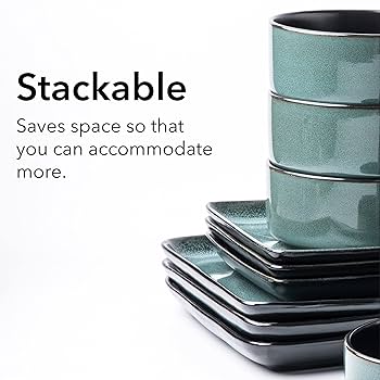 バーベキュー・調理用品 oldsea NIGARA-Turquoise Amazon.com: Arora FLACKAR Square Stoneware Dinnerware Set